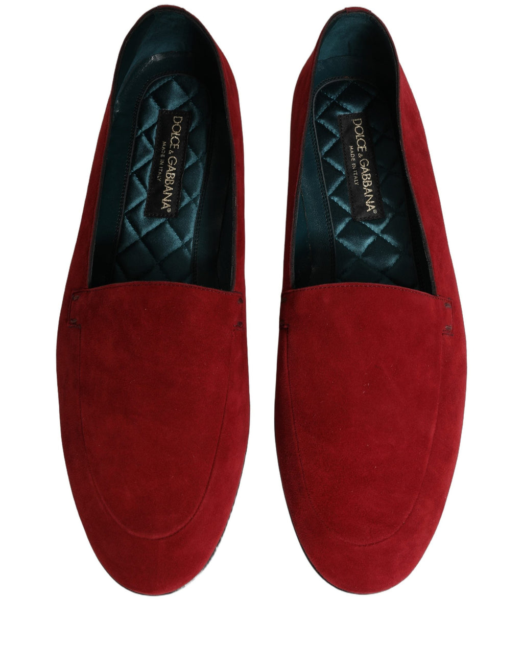 Dolce & Gabbana Red Suede Logo Slip On Flats Loafers Shoes
