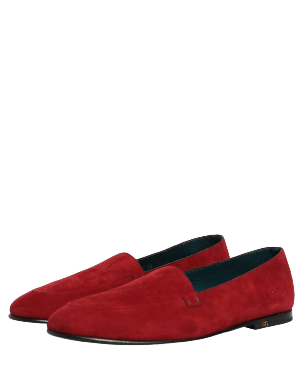 Dolce & Gabbana Red Suede Logo Slip On Flats Loafers Shoes