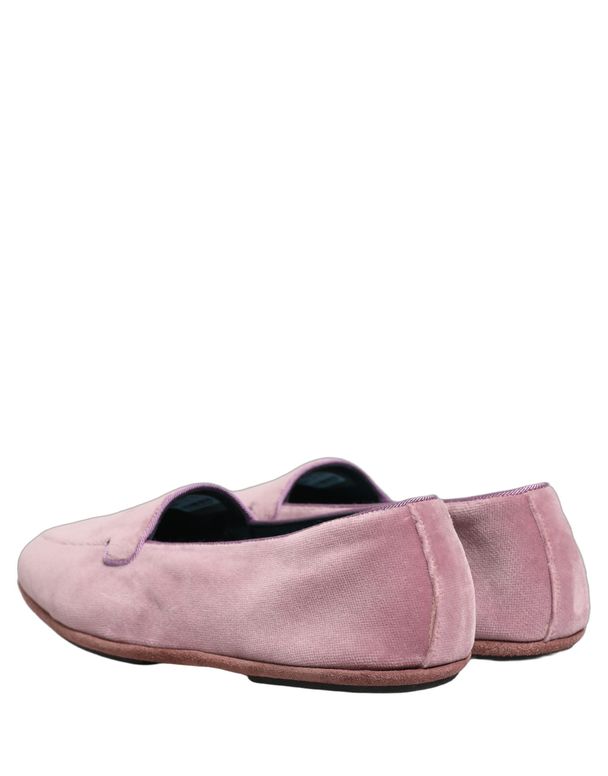 Dolce & Gabbana Pink Velvet Slip On Men Flats Loafers Shoes