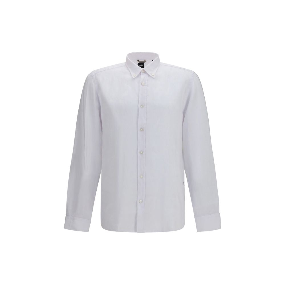 Hugo Boss Black White Linen Dress Shirt