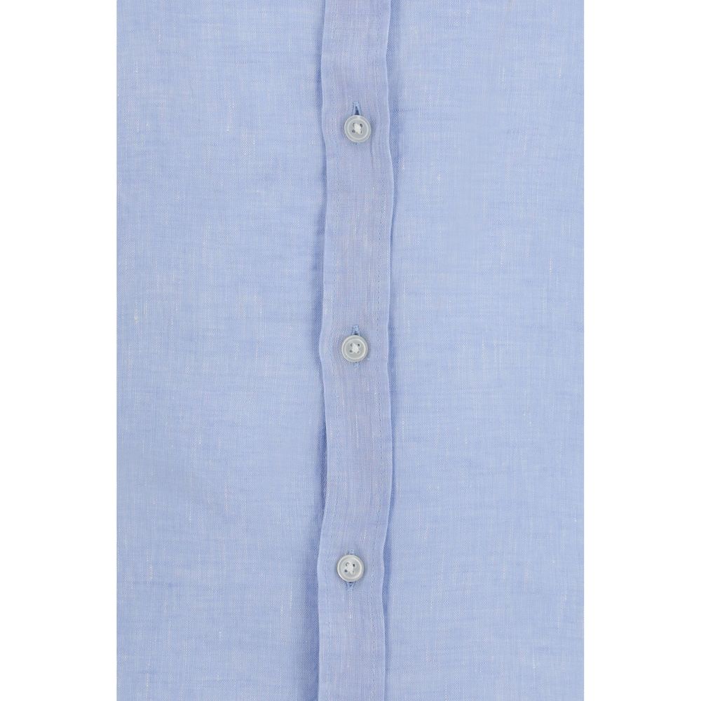 Hugo Boss Black Blue Linen Dress Shirt