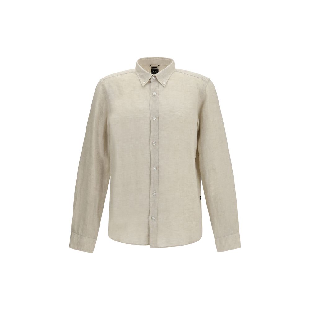 Hugo Boss Black Beige Linen Dress Shirt