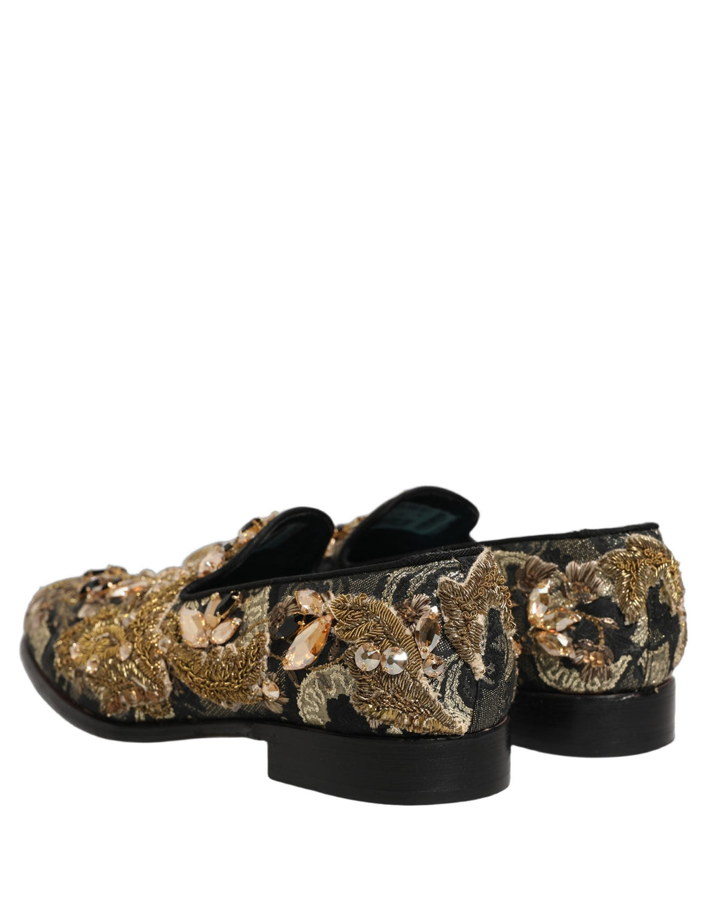 Dolce & Gabbana Black Velvet Embellished Dress Loafers Shoes