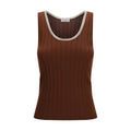 Brunello Cucinelli Bordeaux Wool Oves Aries Sleeveles T-Shirt