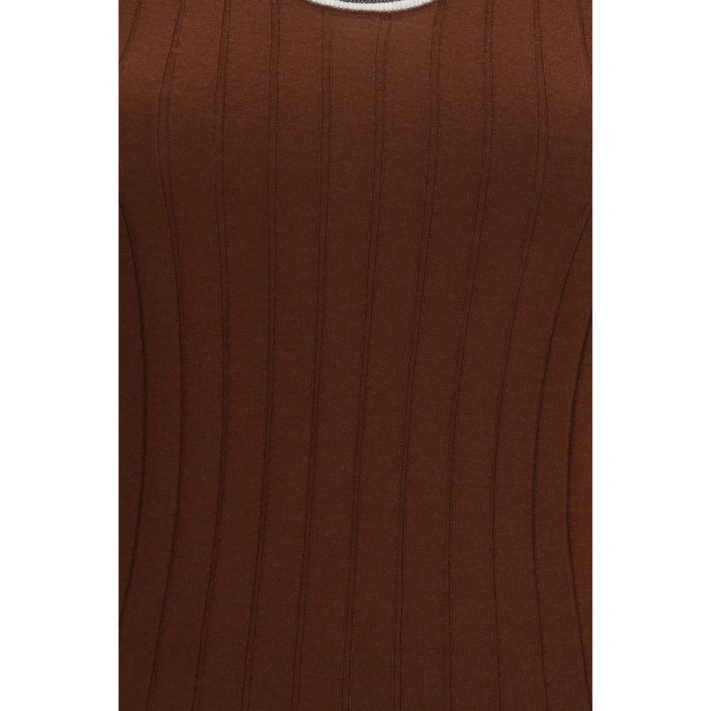 Brunello Cucinelli Bordeaux Wool Oves Aries Sleeveles T-Shirt