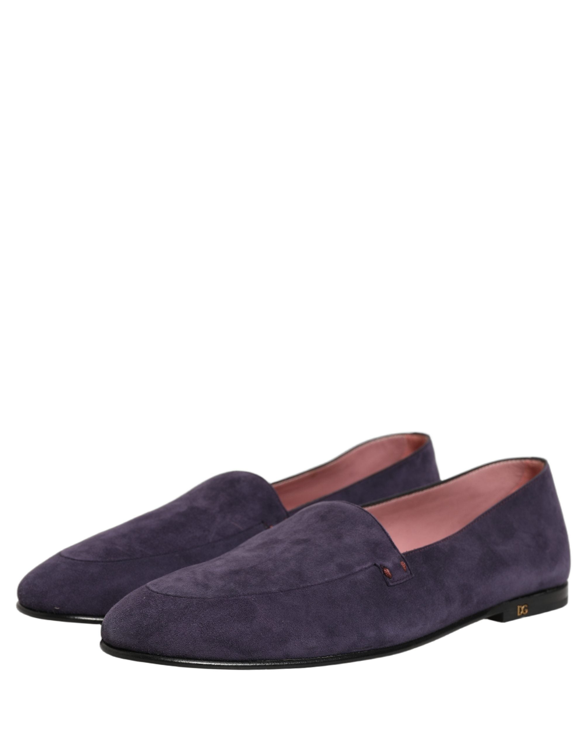 Dolce & Gabbana Violet Velvet Slip On Men Flats Loafers Shoes