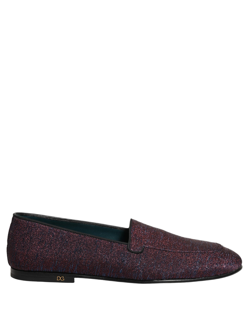 Dolce & Gabbana Maroon Glitter Lurex Logo Dress Loafers Shoes