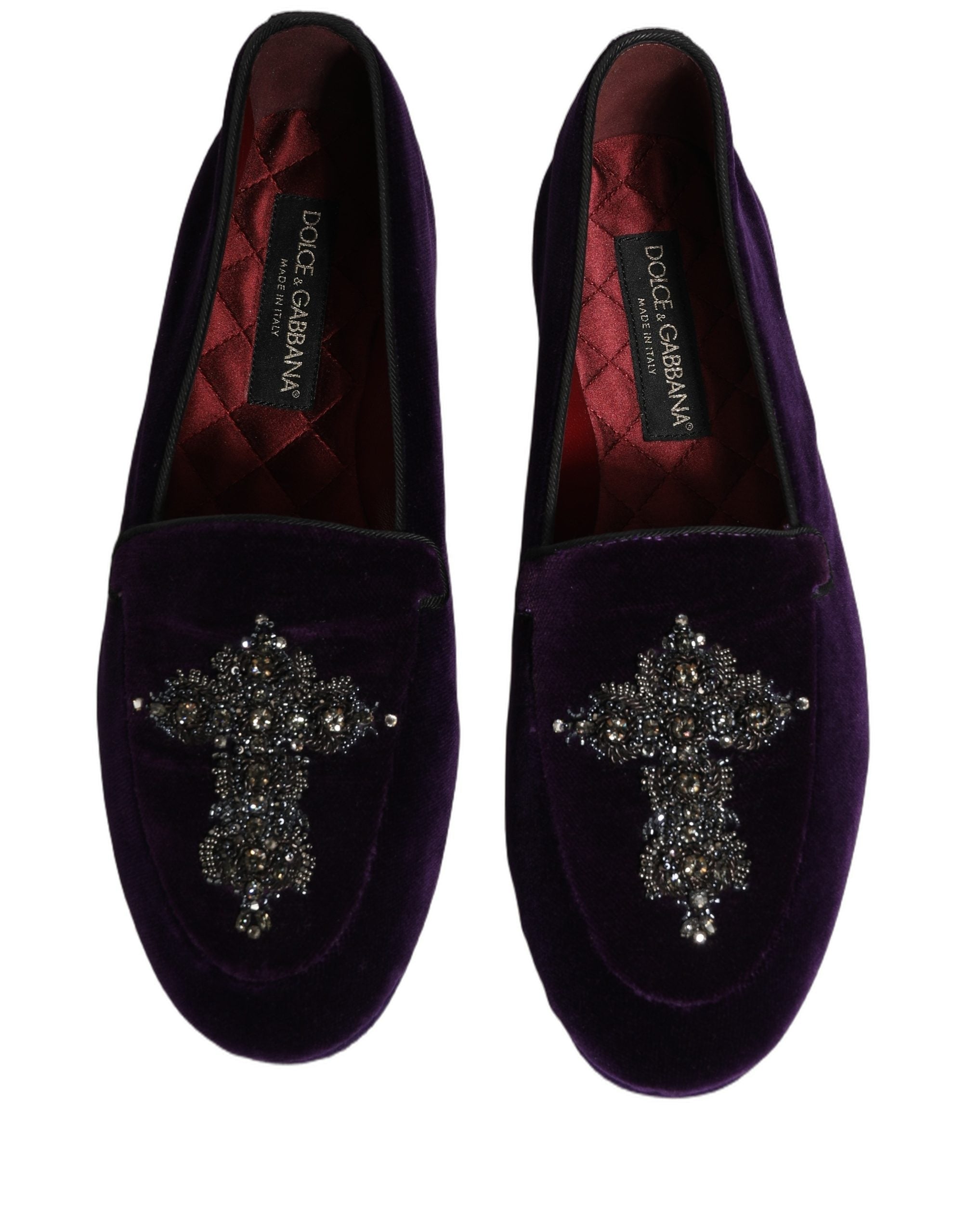 Dolce & Gabbana Violet Suede Embellished Dress Loafers Shoes