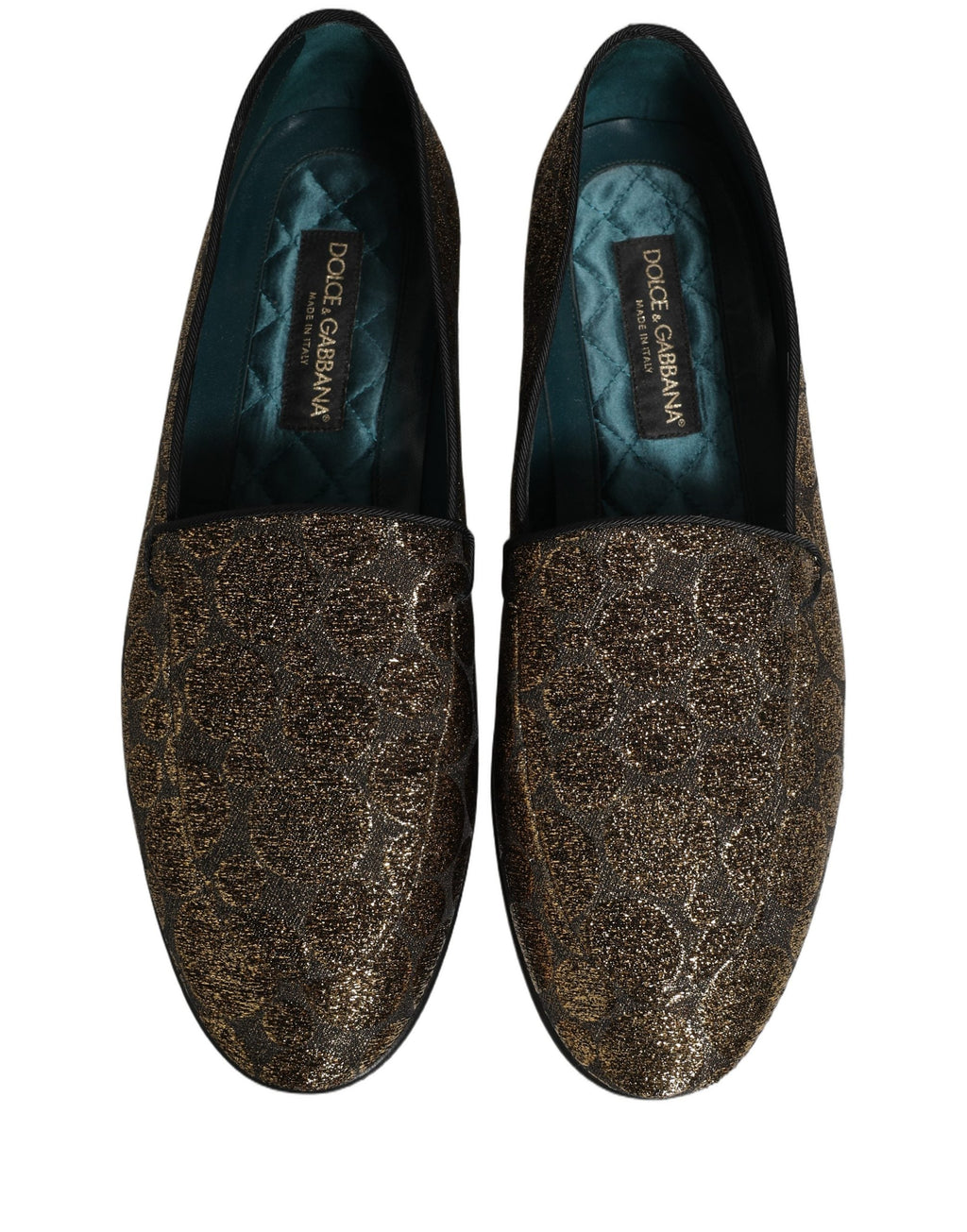 Dolce & Gabbana Gold Lurex Glitter Men Slip On Loafers Shoes