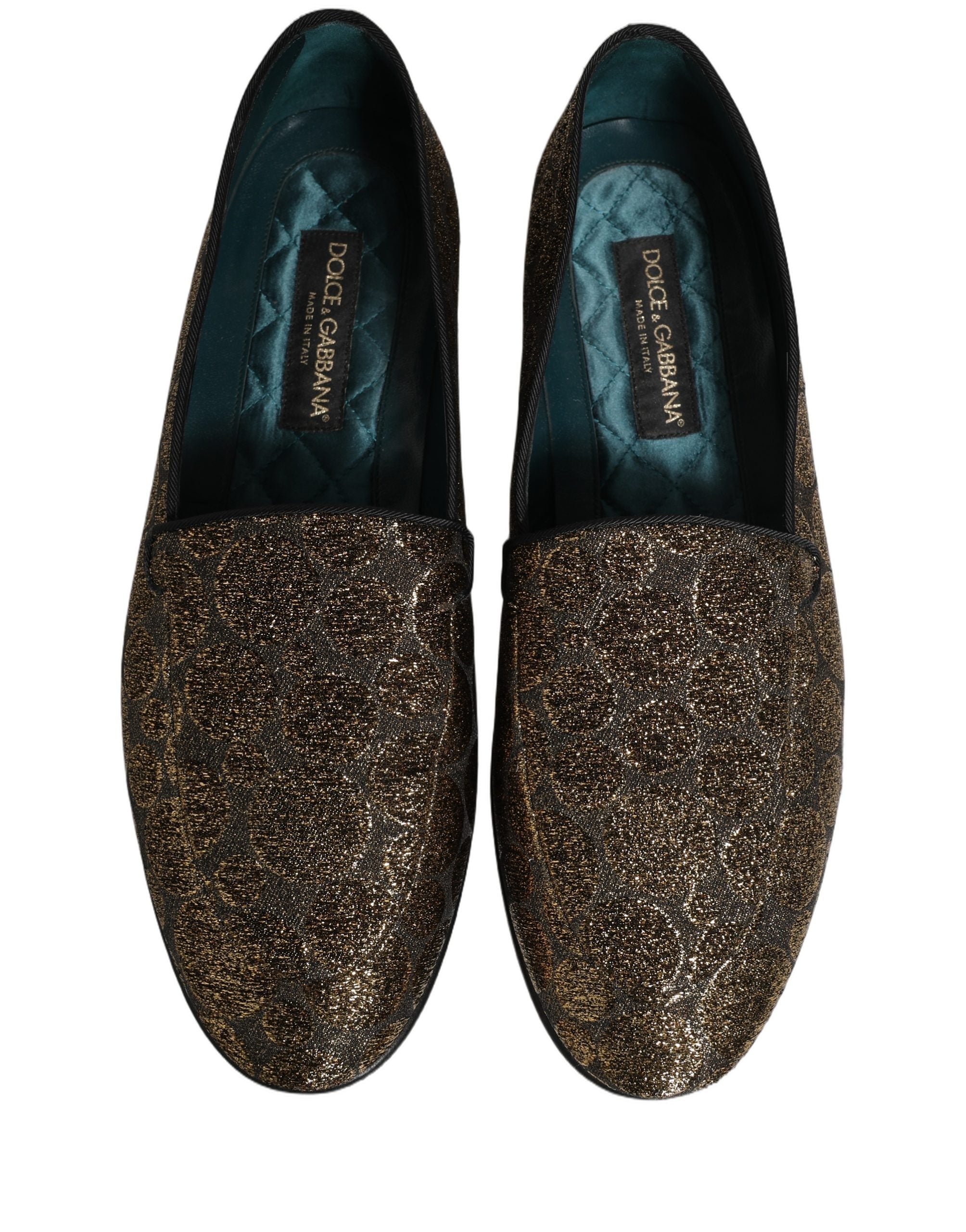 Dolce & Gabbana Gold Lurex Glitter Men Slip On Loafers Shoes