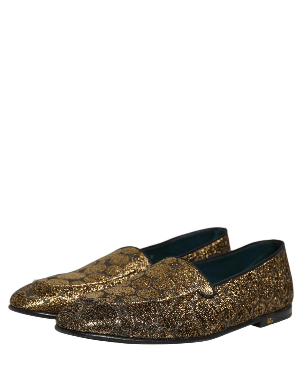 Dolce & Gabbana Gold Lurex Glitter Men Slip On Loafers Shoes
