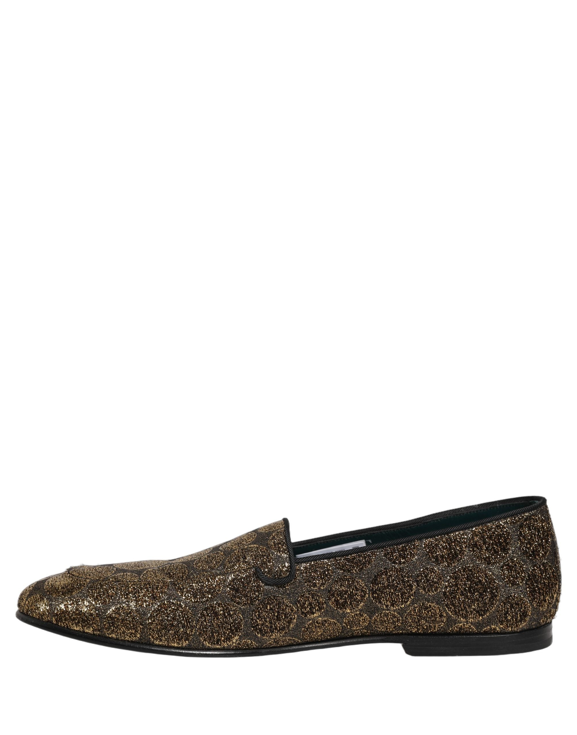 Dolce & Gabbana Gold Lurex Glitter Men Slip On Loafers Shoes