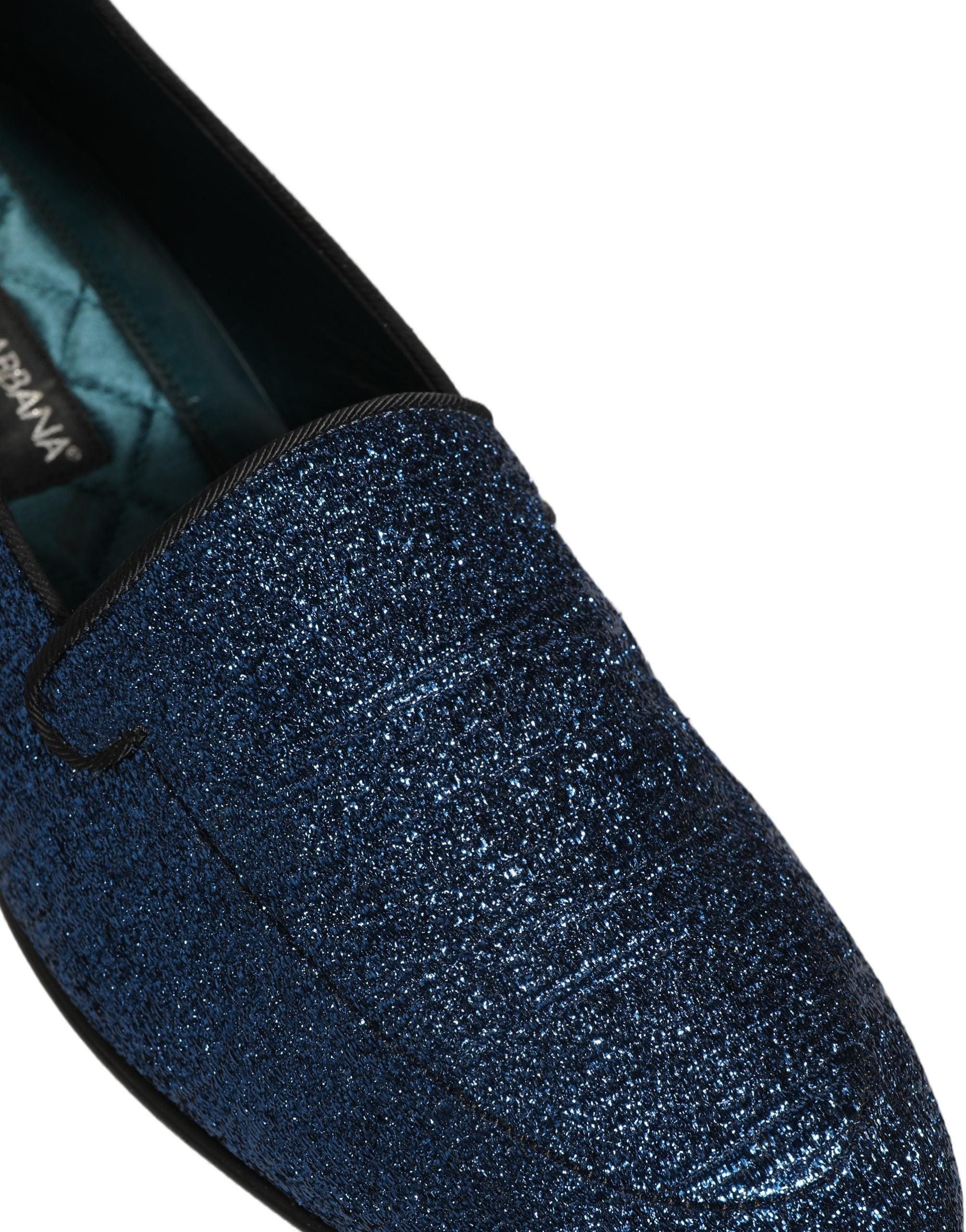 Dolce & Gabbana Blue Glitter Lurex DG Logo Dress Loafers Shoes