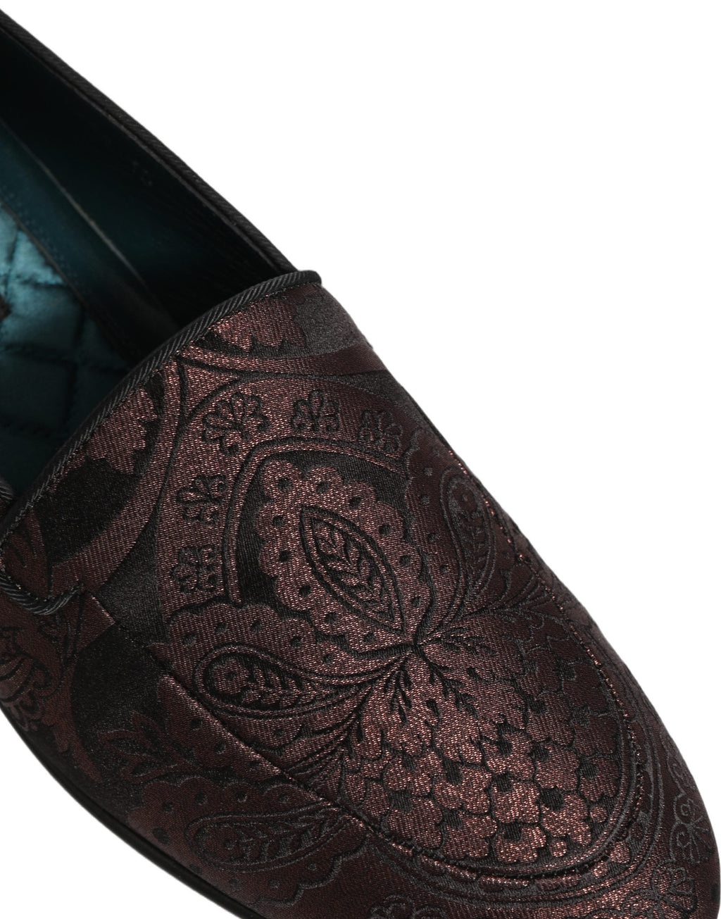 Dolce & Gabbana Maroon Jacquard Leather Slip On Loafers Shoes