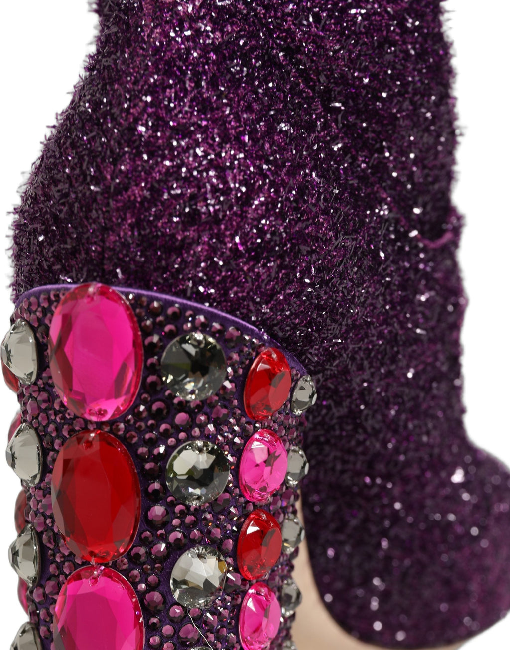 Dolce & Gabbana Purple Crystal Lurex Fantasy High Boots Shoes