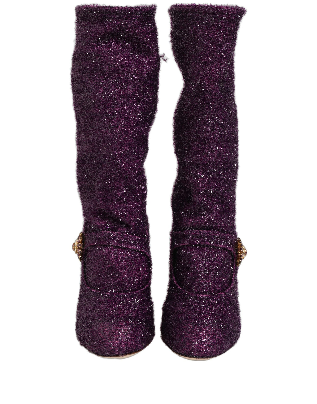 Dolce & Gabbana Purple Crystal Lurex Fantasy High Boots Shoes
