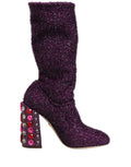 Dolce & Gabbana Purple Crystal Lurex Fantasy High Boots Shoes