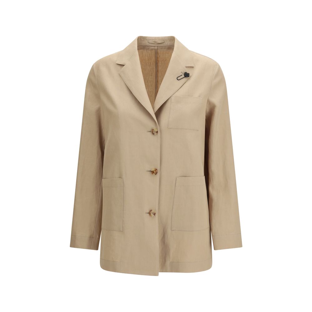 Lardini Beige Wool Oves Aries Full-Length Jacket
