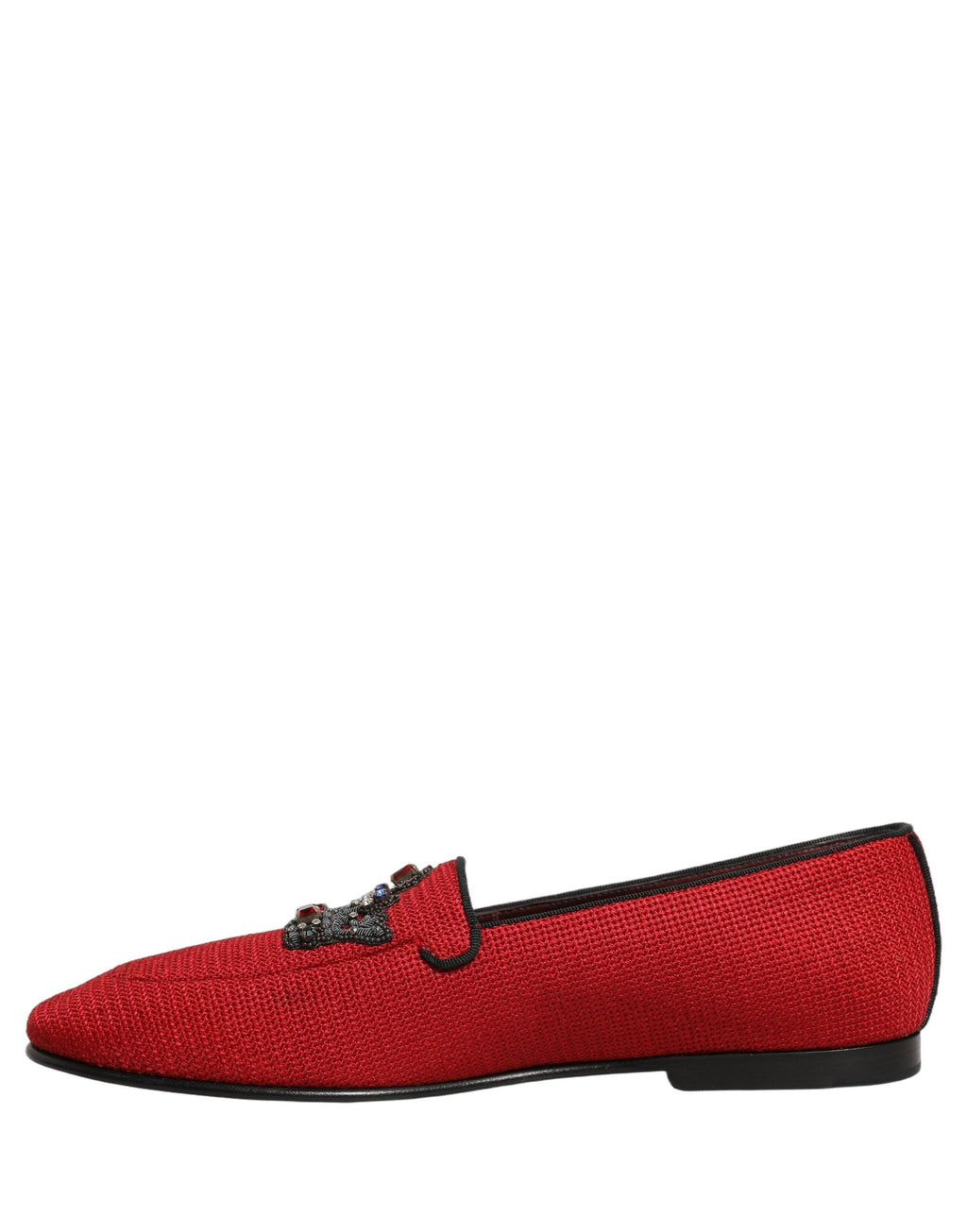 Dolce & Gabbana Red Crown Embellished Dress Loafers Shoes