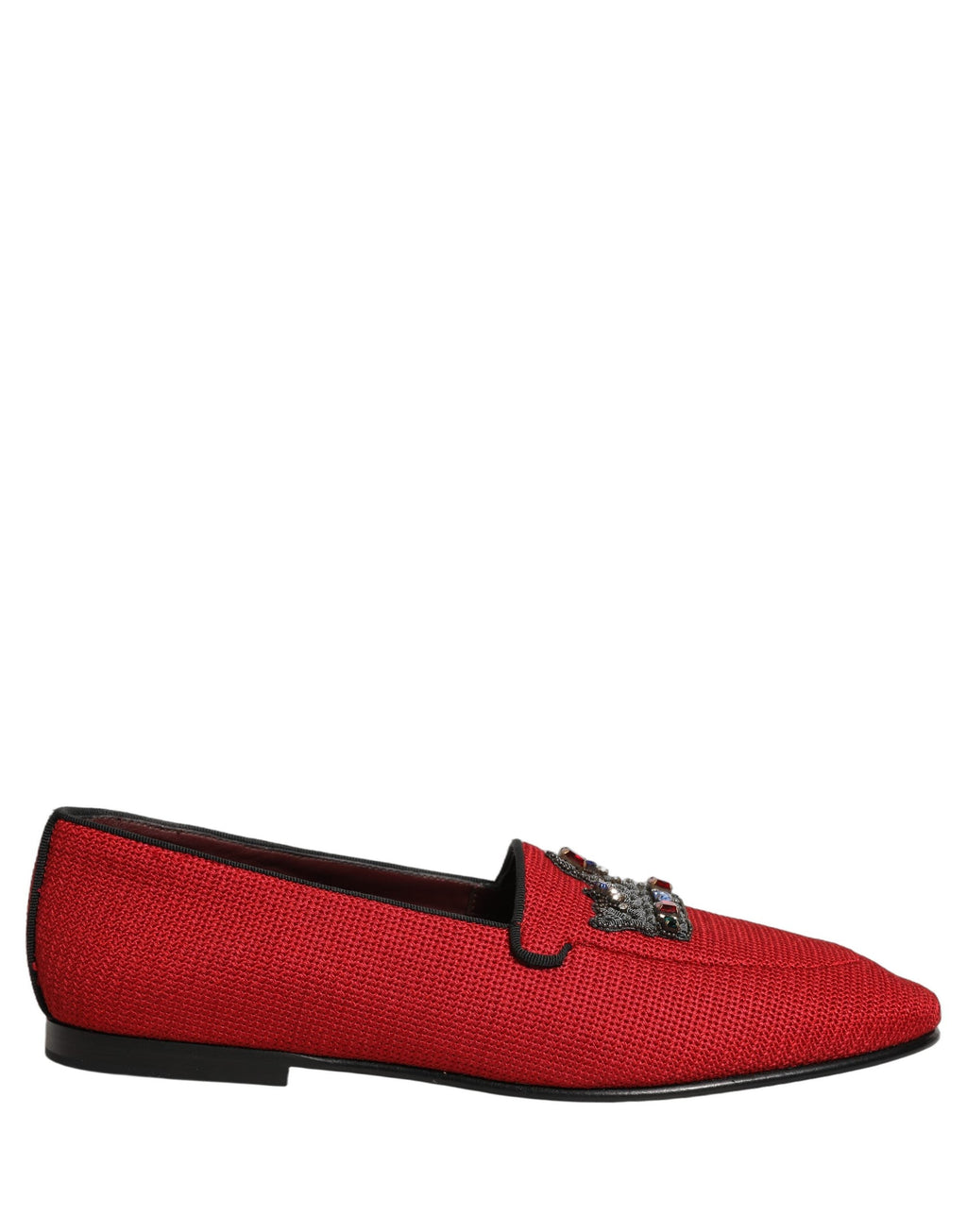 Dolce & Gabbana Red Crown Embellished Dress Loafers Shoes
