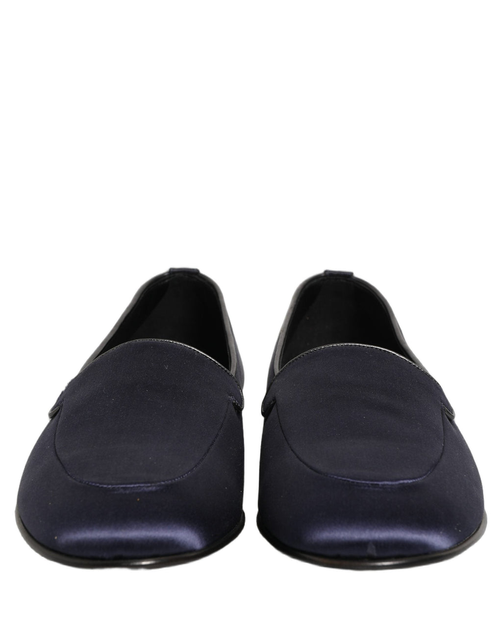 Dolce & Gabbana Navy Blue Satin DG Logo Dress Loafers Shoes