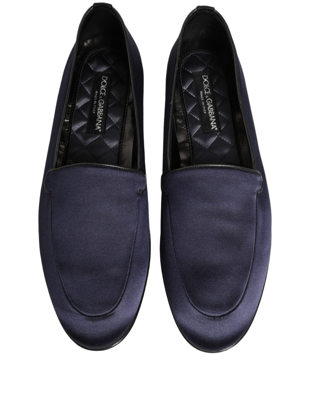 Dolce & Gabbana Navy Blue Satin DG Logo Dress Loafers Shoes