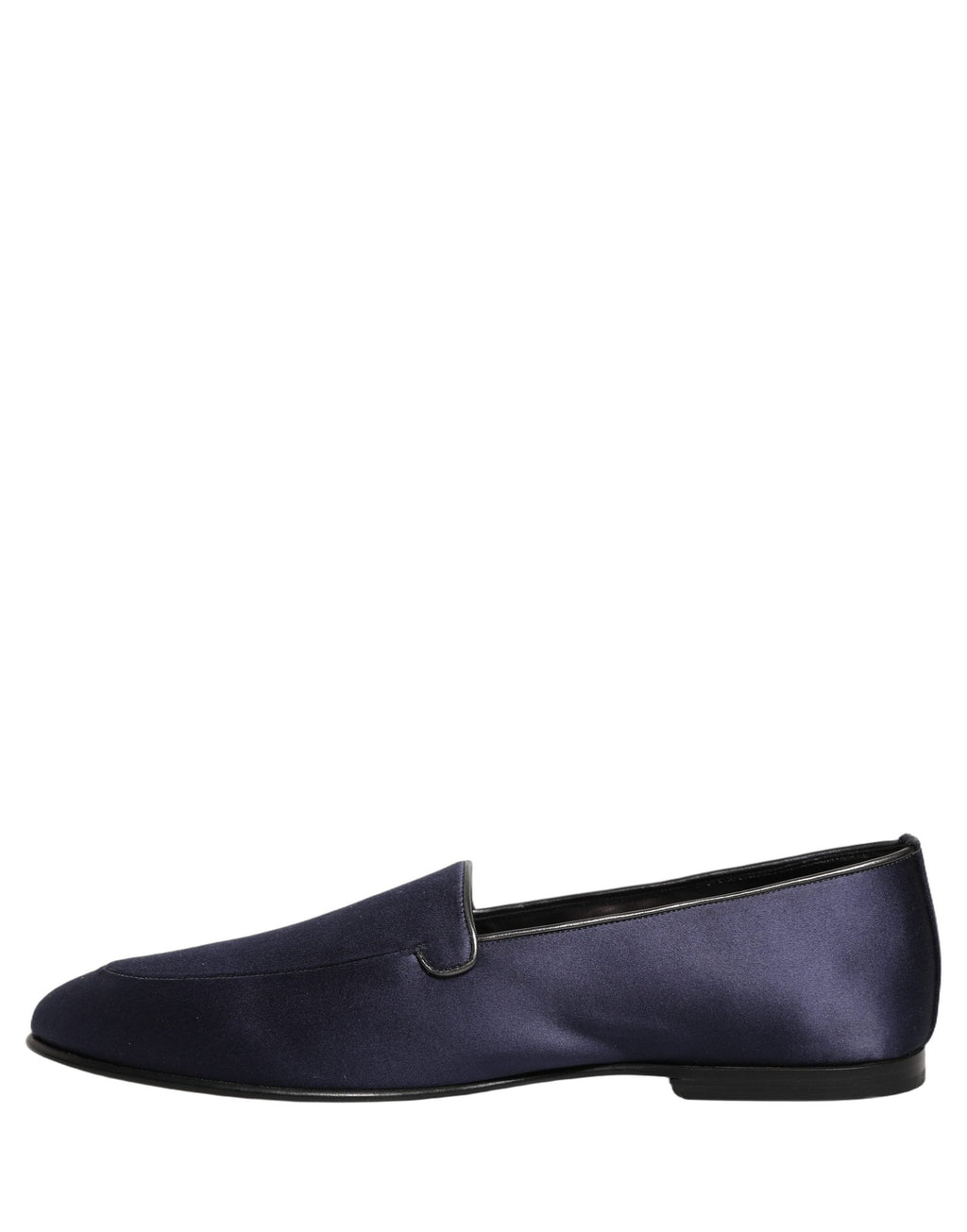 Dolce & Gabbana Navy Blue Satin DG Logo Dress Loafers Shoes