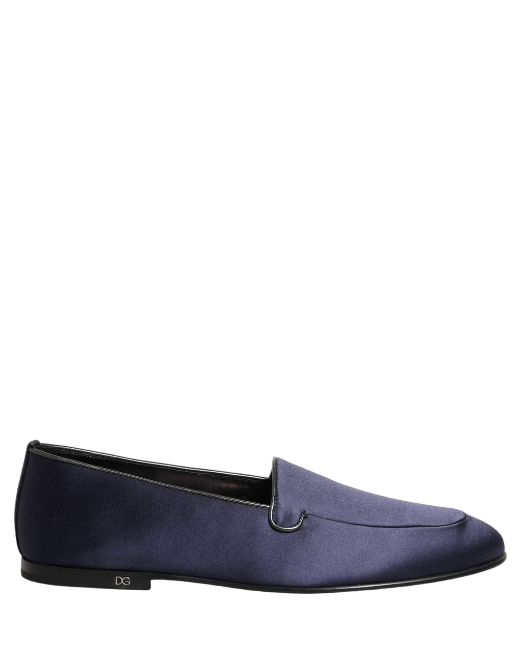 Dolce & Gabbana Navy Blue Satin DG Logo Dress Loafers Shoes