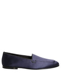 Dolce & Gabbana Navy Blue Satin DG Logo Dress Loafers Shoes