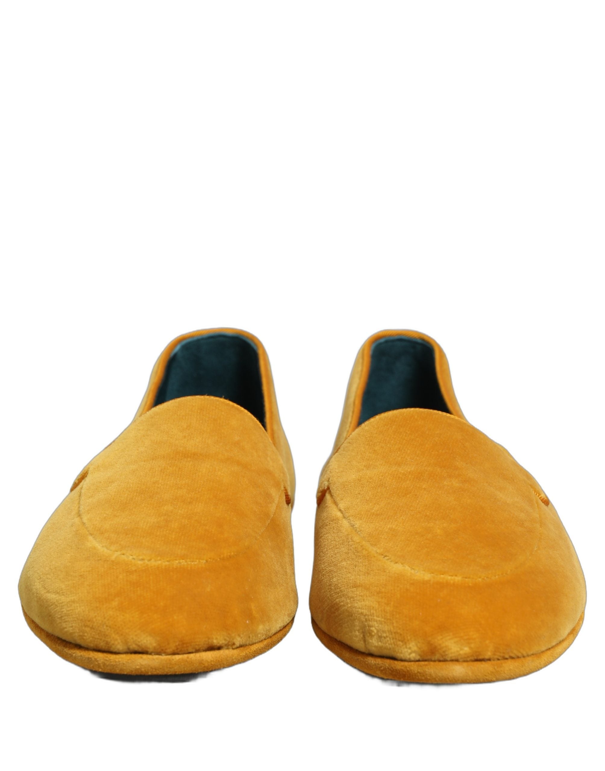 Dolce & Gabbana Yellow Velvet Slip On Men Dress Loafers Shoes