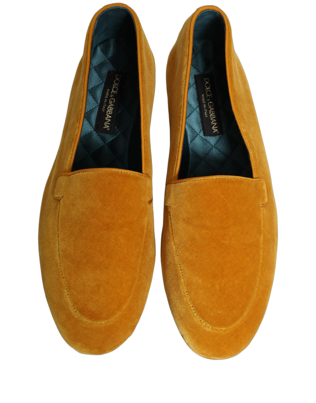 Dolce & Gabbana Yellow Velvet Slip On Men Dress Loafers Shoes
