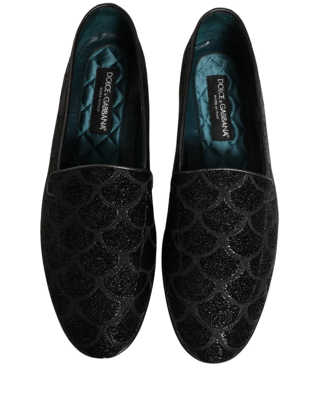 Dolce & Gabbana Black Glitter Brocade Men Dress Loafers Shoes