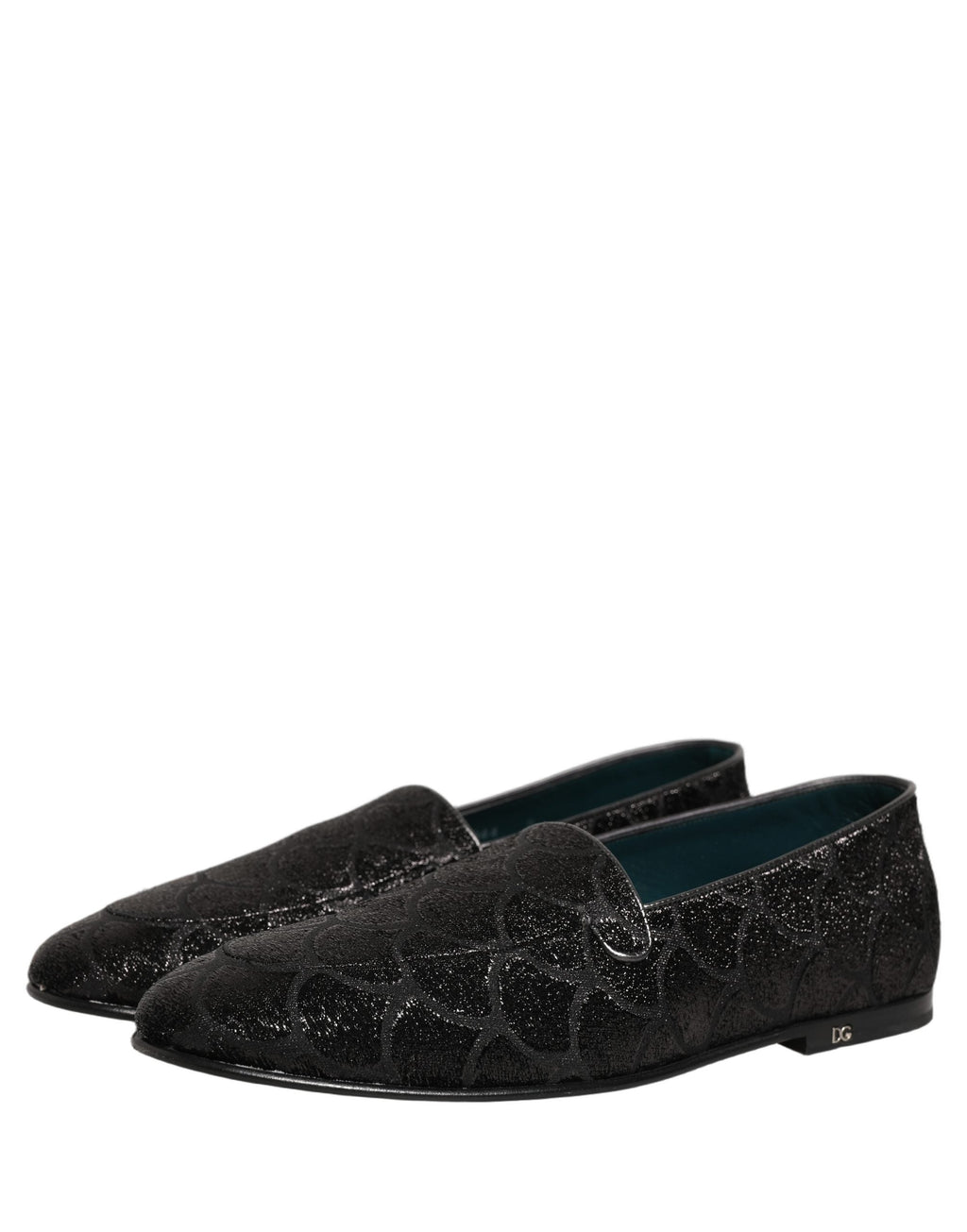 Dolce & Gabbana Black Glitter Brocade Men Dress Loafers Shoes