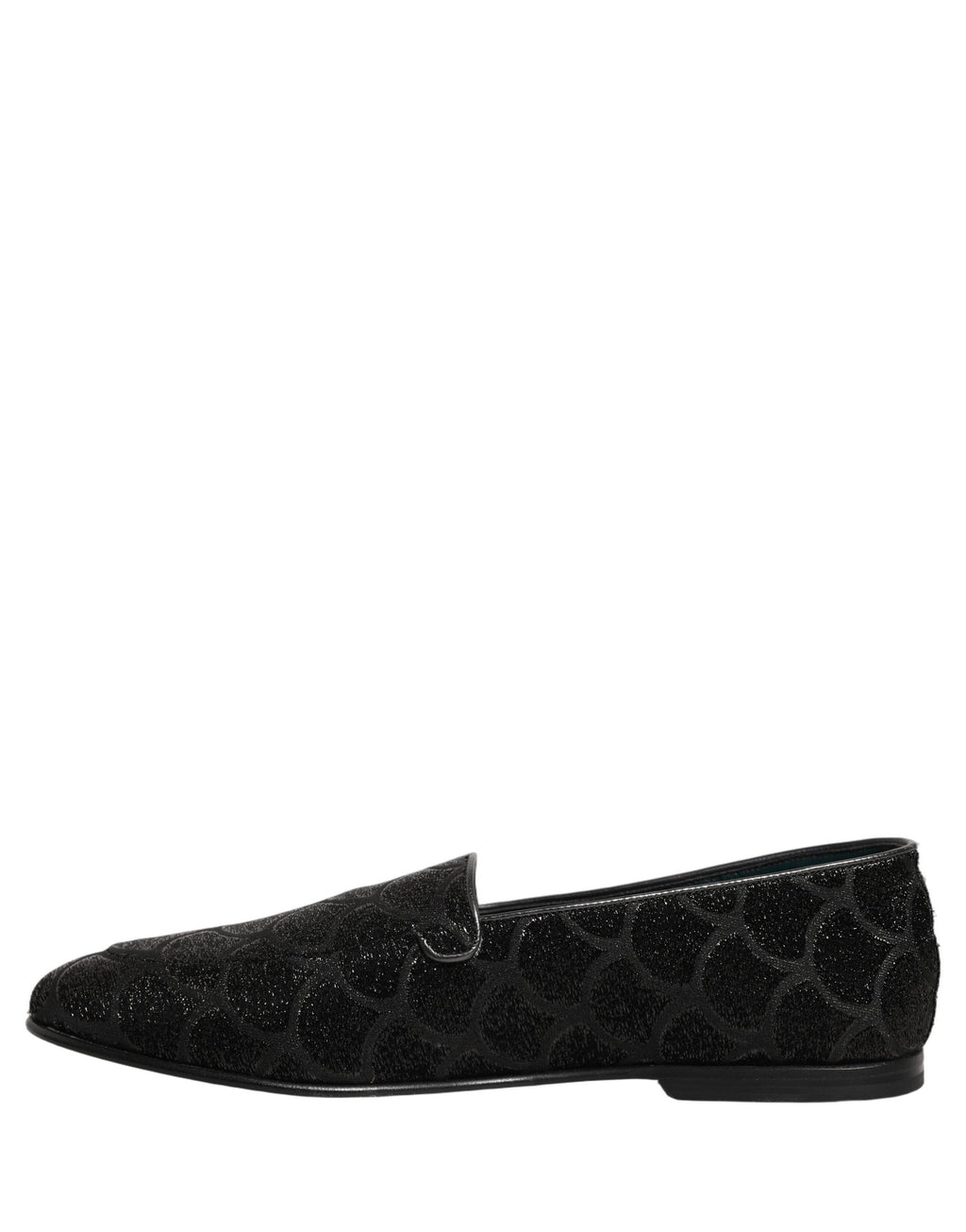Dolce & Gabbana Black Glitter Brocade Men Dress Loafers Shoes