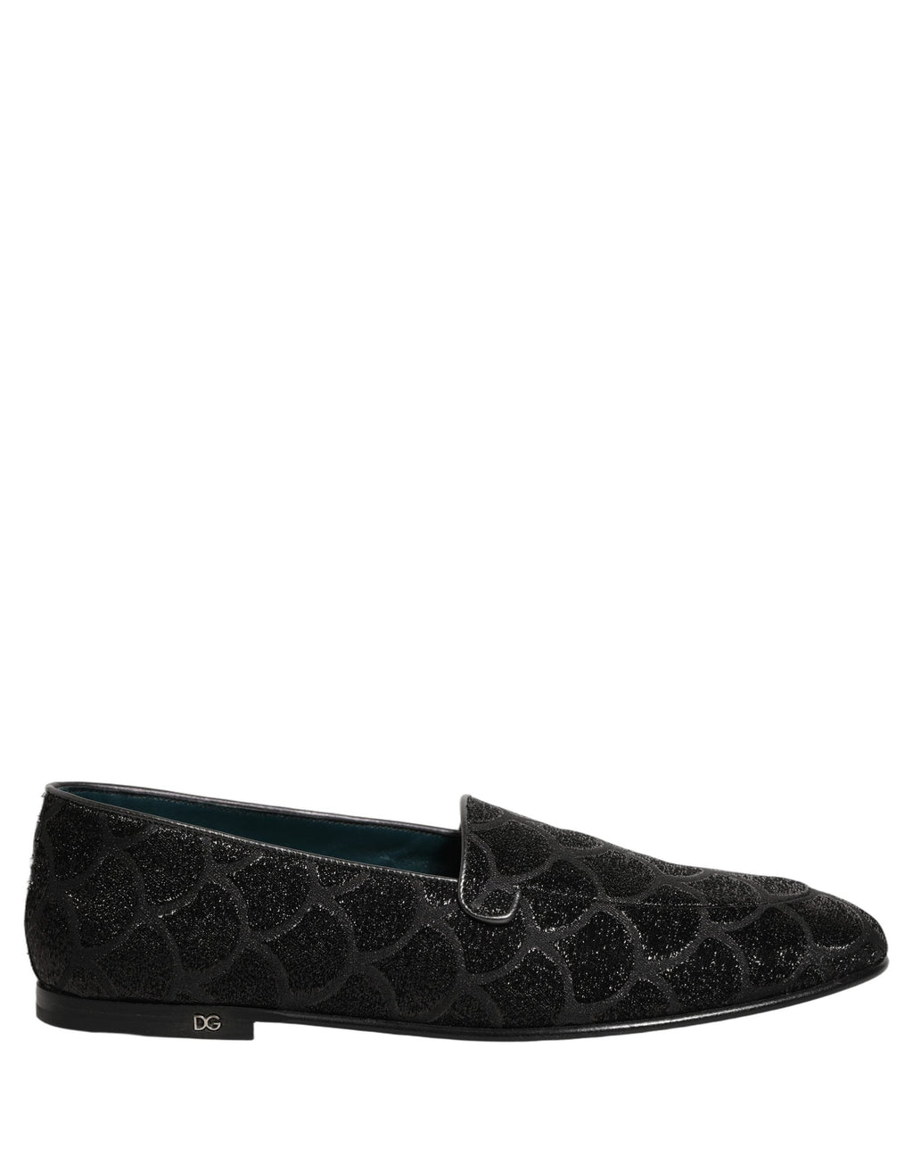 Dolce & Gabbana Black Glitter Brocade Men Dress Loafers Shoes