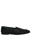 Dolce & Gabbana Black Glitter Brocade Men Dress Loafers Shoes