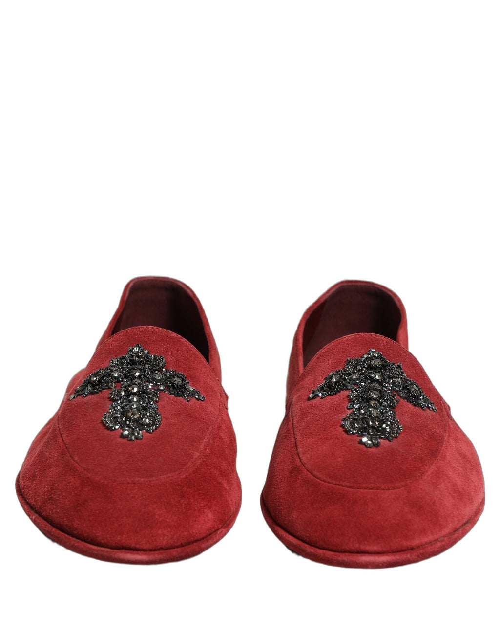 Dolce & Gabbana Red Suede Cross Slip On Dress Loafers Shoes