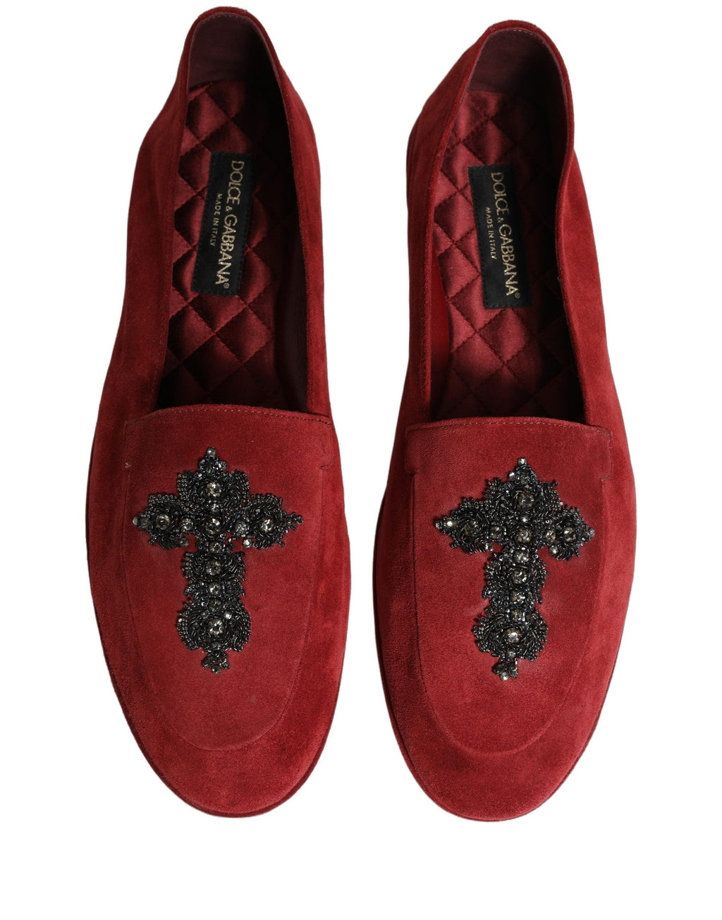 Dolce & Gabbana Red Suede Cross Slip On Dress Loafers Shoes