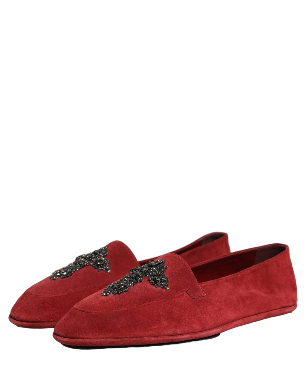 Dolce & Gabbana Red Suede Cross Slip On Dress Loafers Shoes