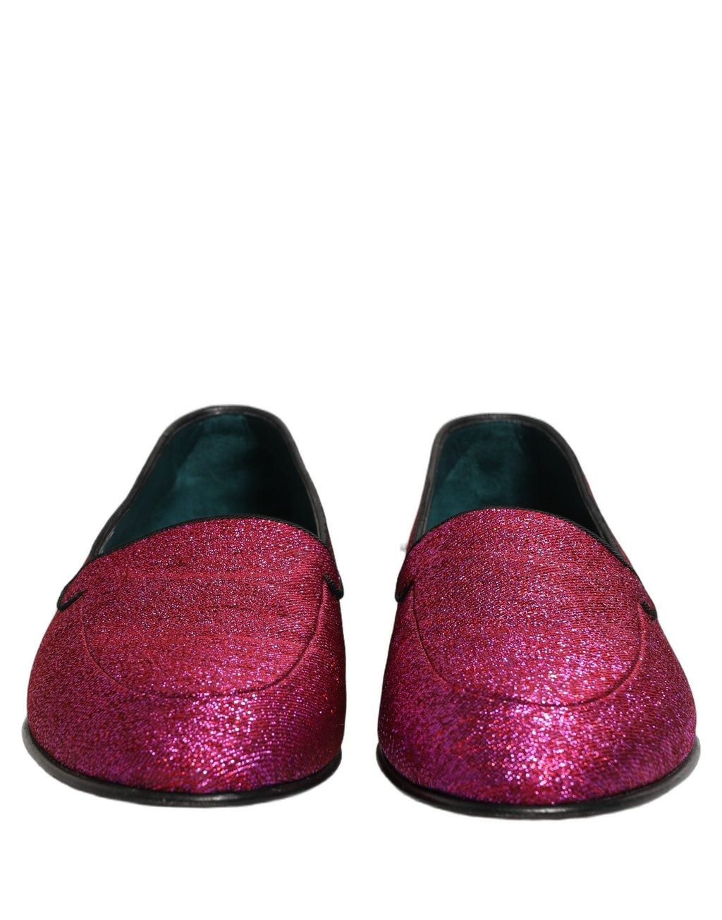 Dolce & Gabbana Pink Glitter Lurex Logo Dress Loafers Shoes