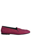 Dolce & Gabbana Pink Glitter Lurex Logo Dress Loafers Shoes