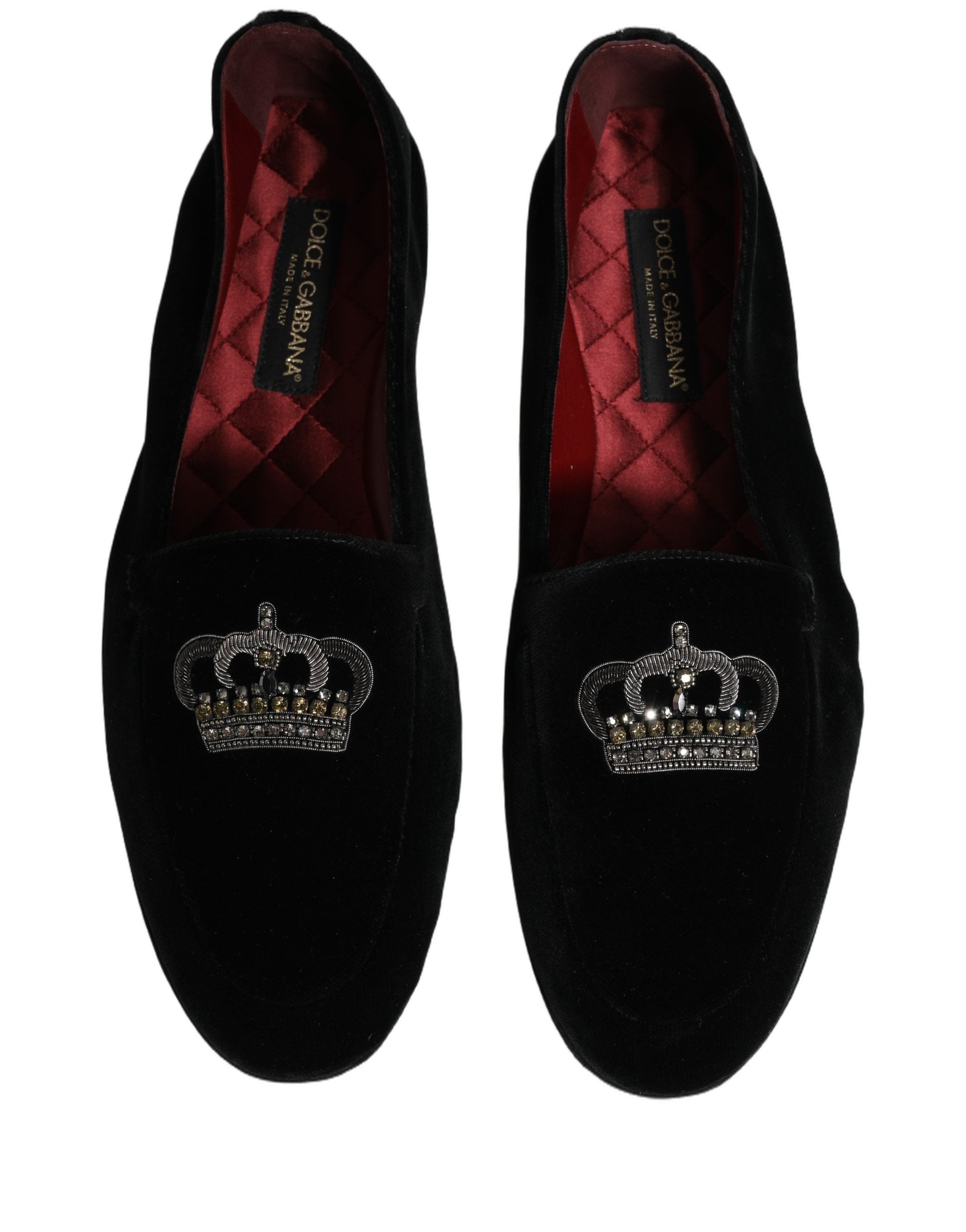 Dolce & Gabbana Black Crown Embellished Dress Loafers Shoes