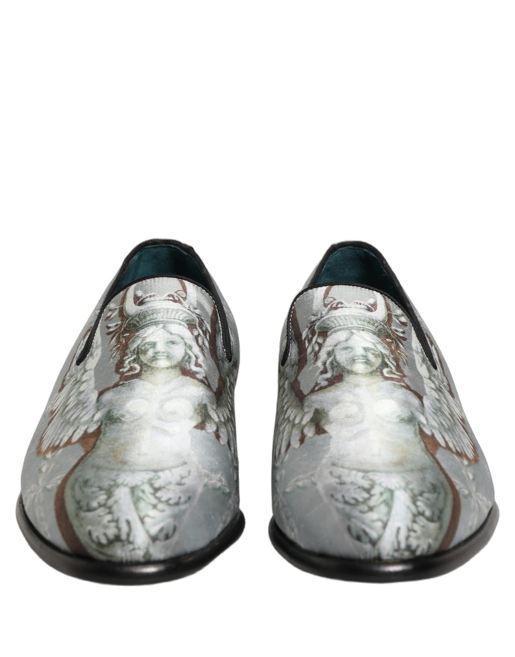 Dolce & Gabbana Gray Baroque Angel Velvet Men Loafers Shoes