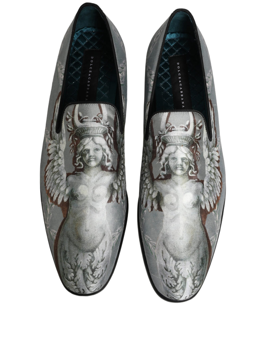 Dolce & Gabbana Gray Baroque Angel Velvet Men Loafers Shoes
