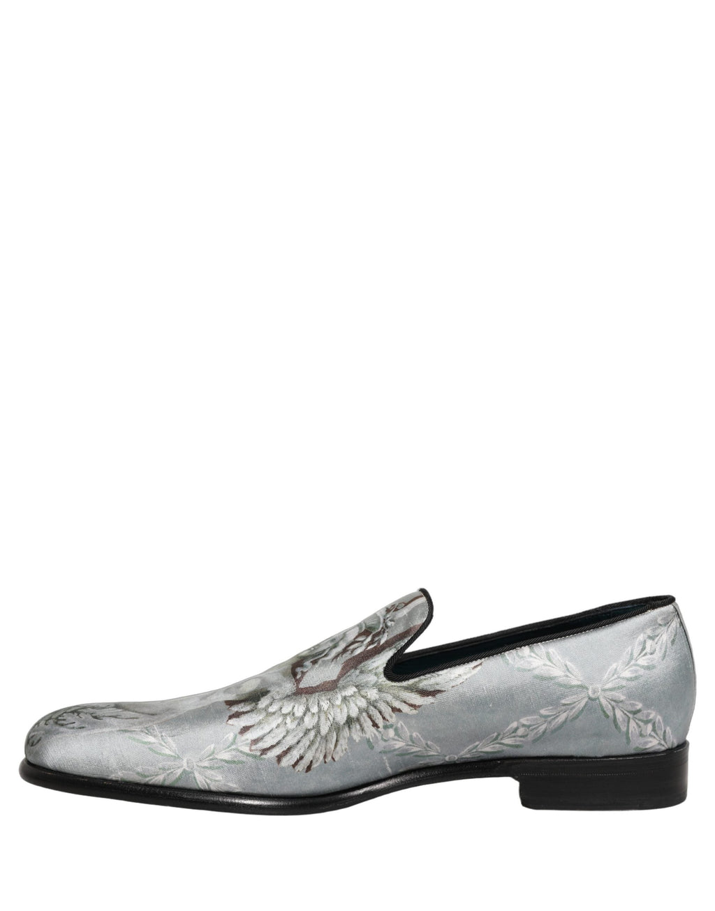 Dolce & Gabbana Gray Baroque Angel Velvet Men Loafers Shoes