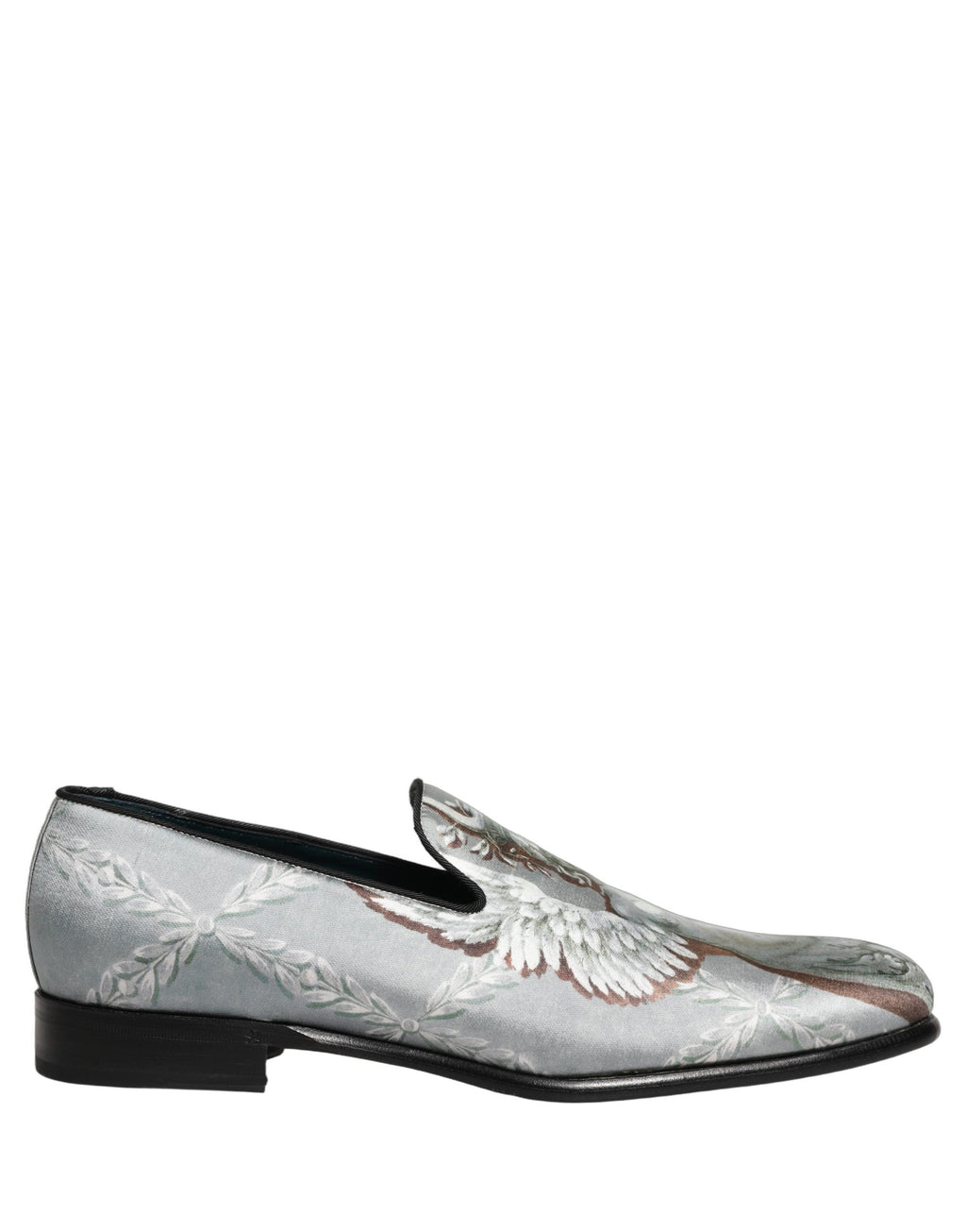 Dolce & Gabbana Gray Baroque Angel Velvet Men Loafers Shoes