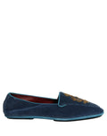 Dolce & Gabbana Blue Velvet Crown Embroidery Loafers Shoes