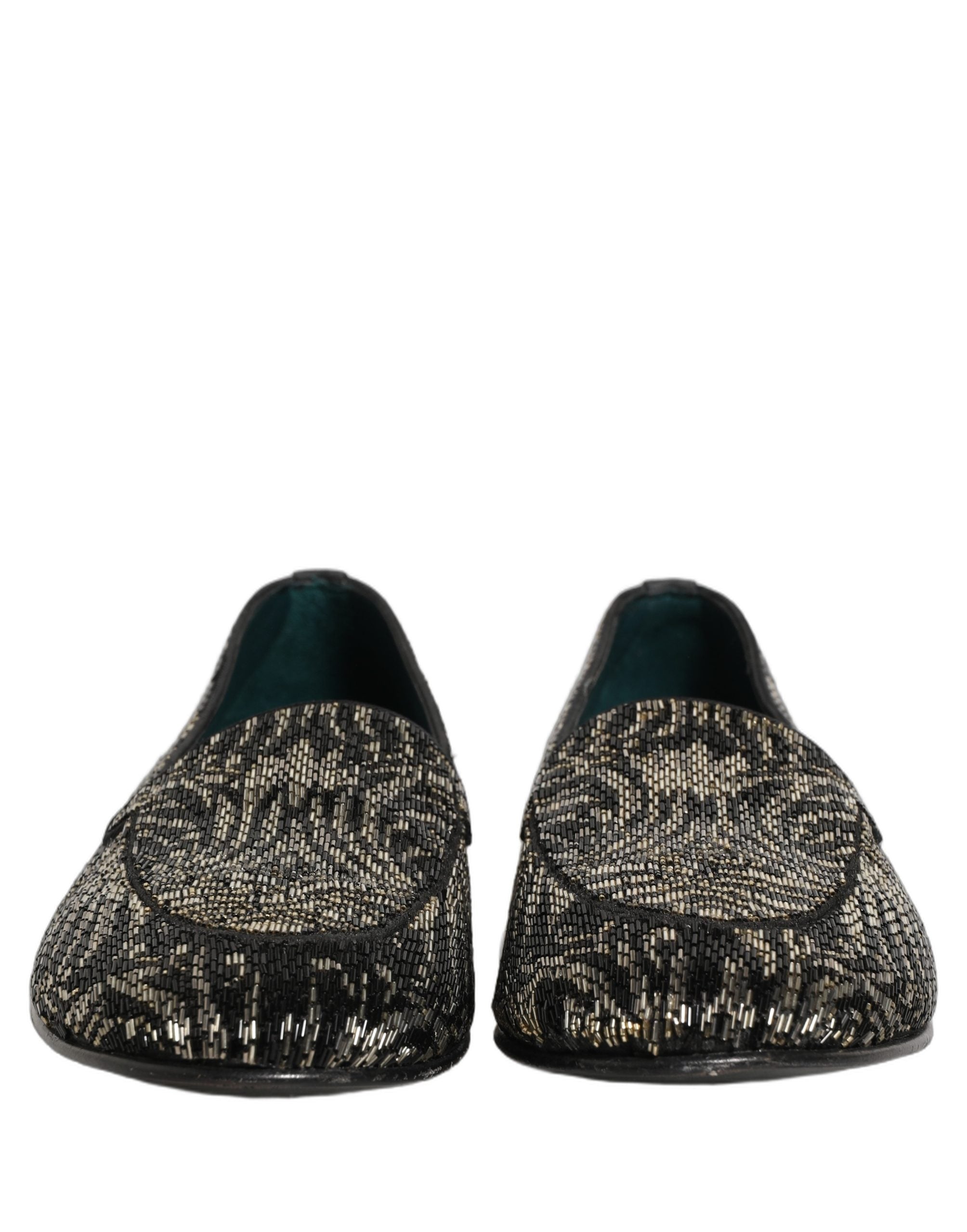 Dolce & Gabbana Black Silver Embellished Dress Loafers Shoes