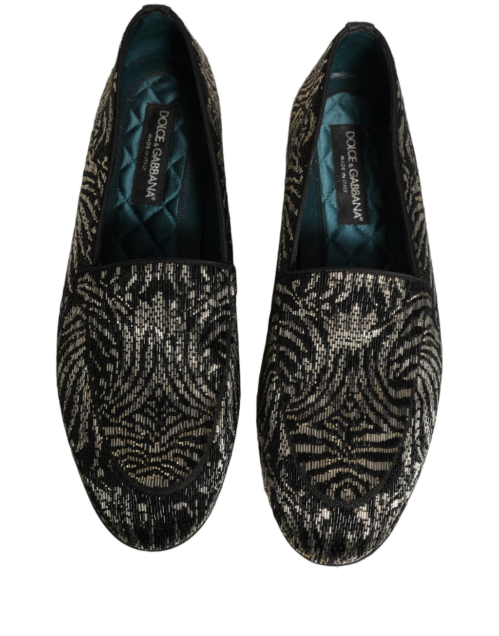 Dolce & Gabbana Black Silver Embellished Dress Loafers Shoes
