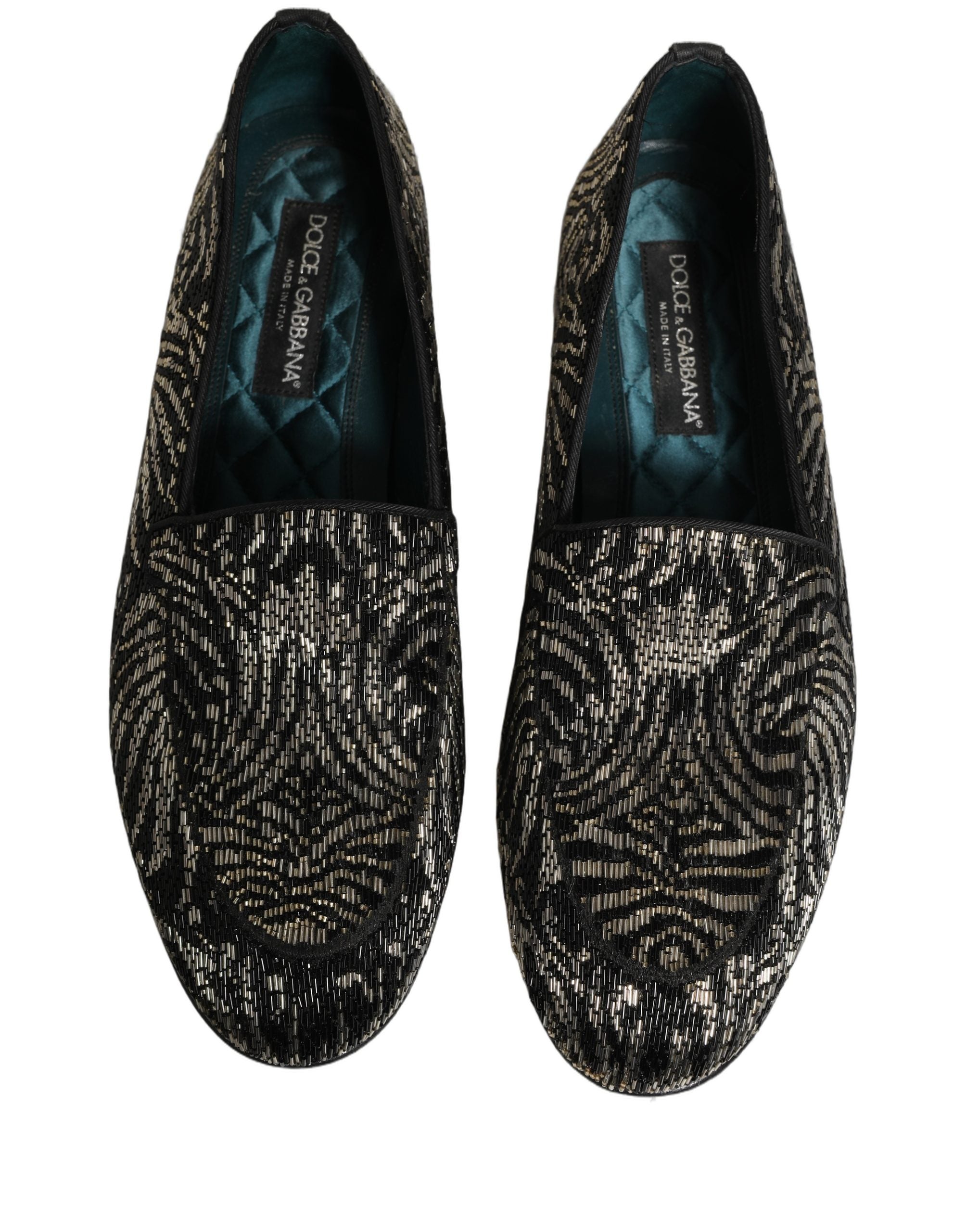 Dolce & Gabbana Black Silver Embellished Dress Loafers Shoes